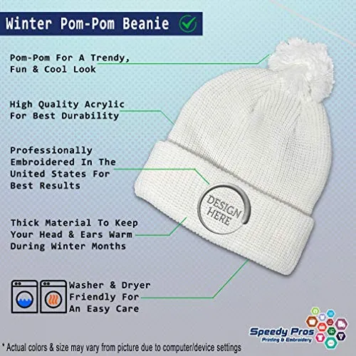 Pom Pom Beanies for Women Ohio State USA America B Embroidery Skull Cap United States State Map Names Winter Hats for Men Acrylic 1 Size White Design Only