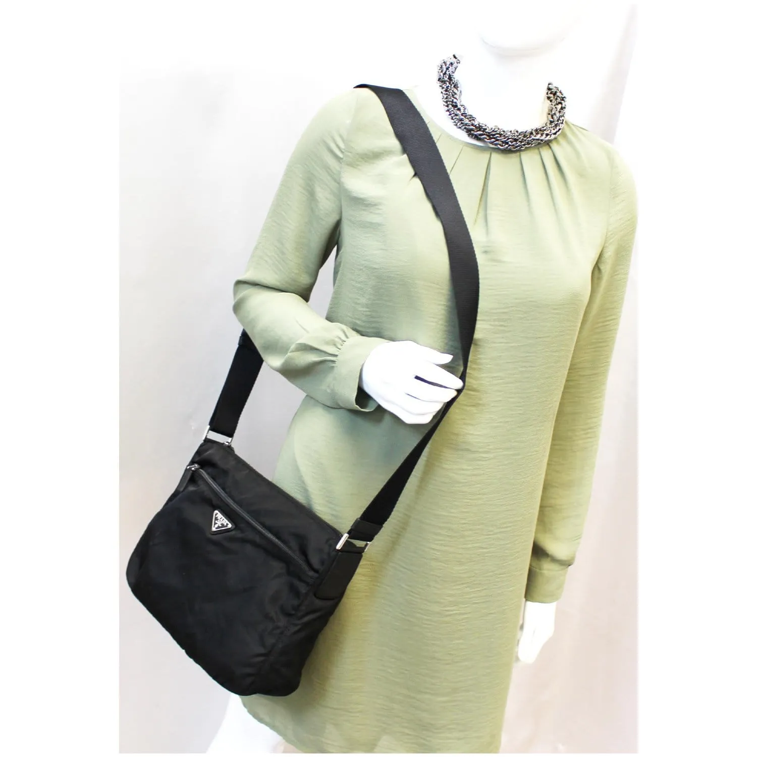 PRADA Large Nylon Crossbody Bag Black