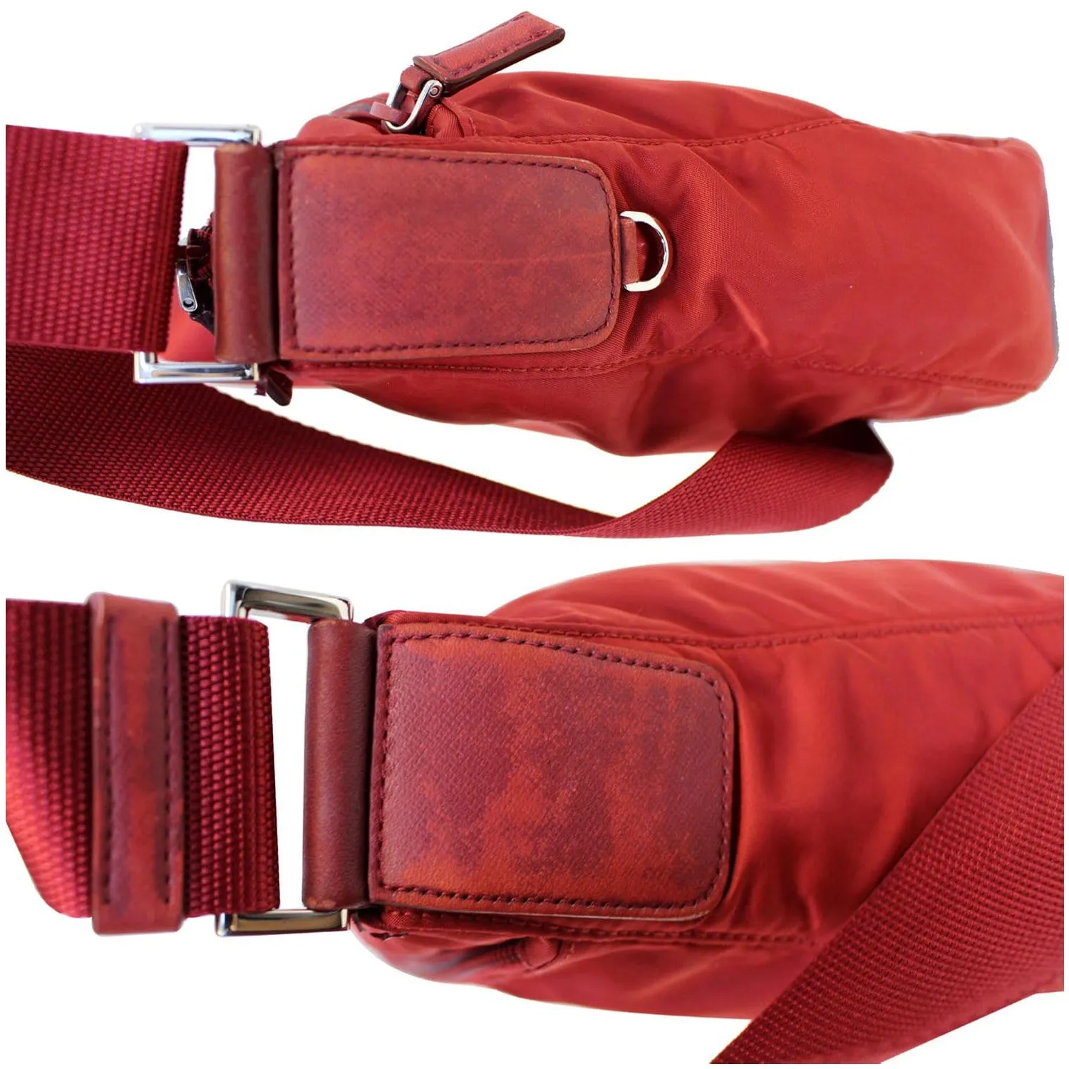 PRADA Large Nylon Crossbody Bag Red
