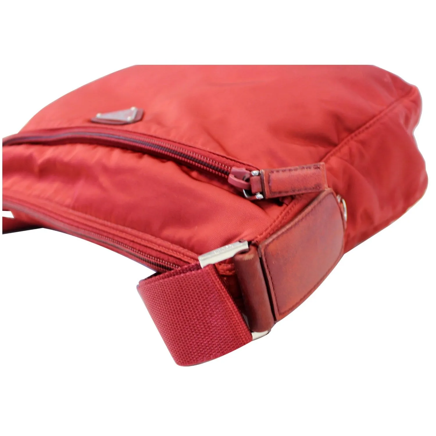 PRADA Large Nylon Crossbody Bag Red
