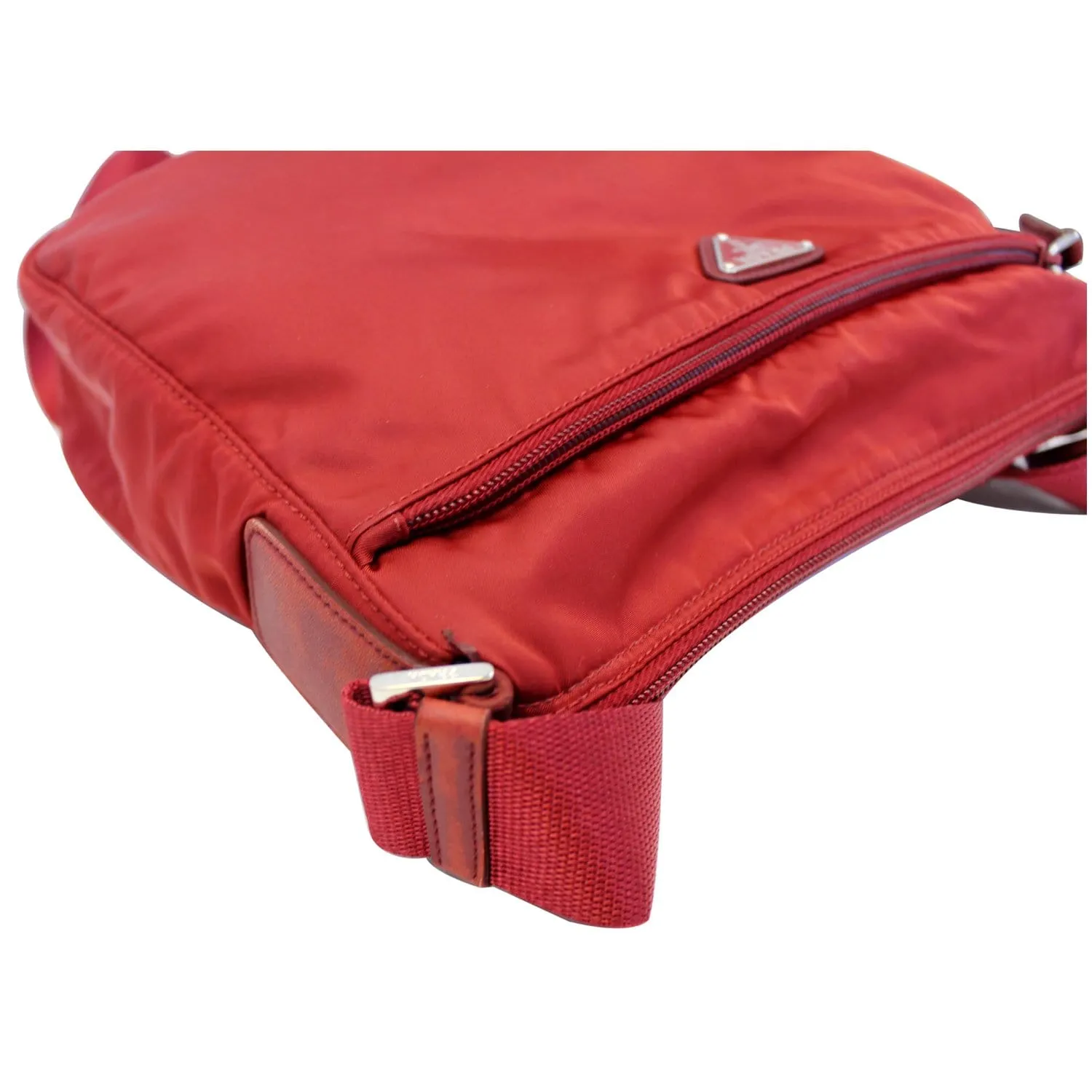 PRADA Large Nylon Crossbody Bag Red