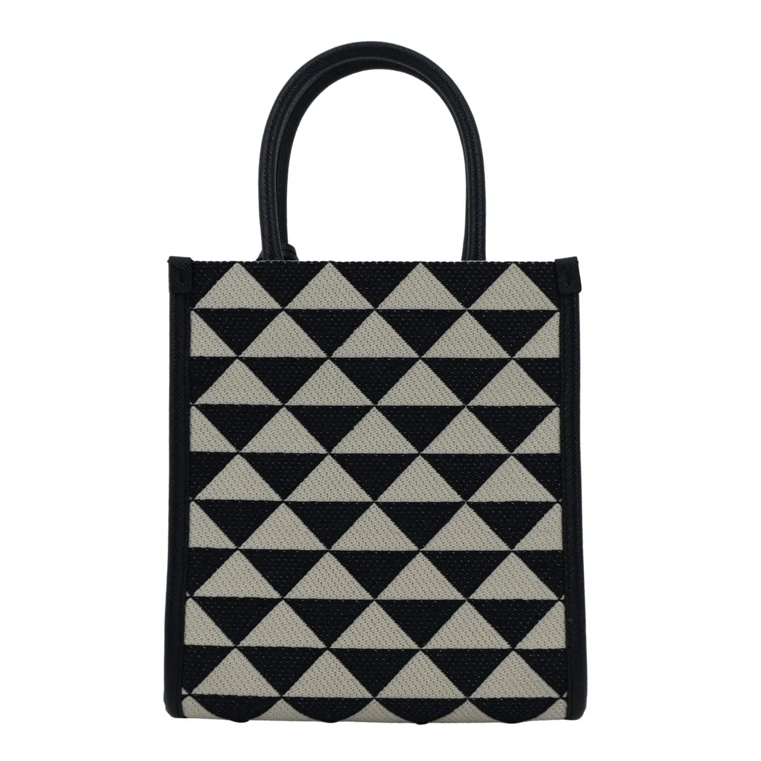 PRADA Triangolo Mini Jacquard Symbole Tote Crossbody Bag Navy Blue