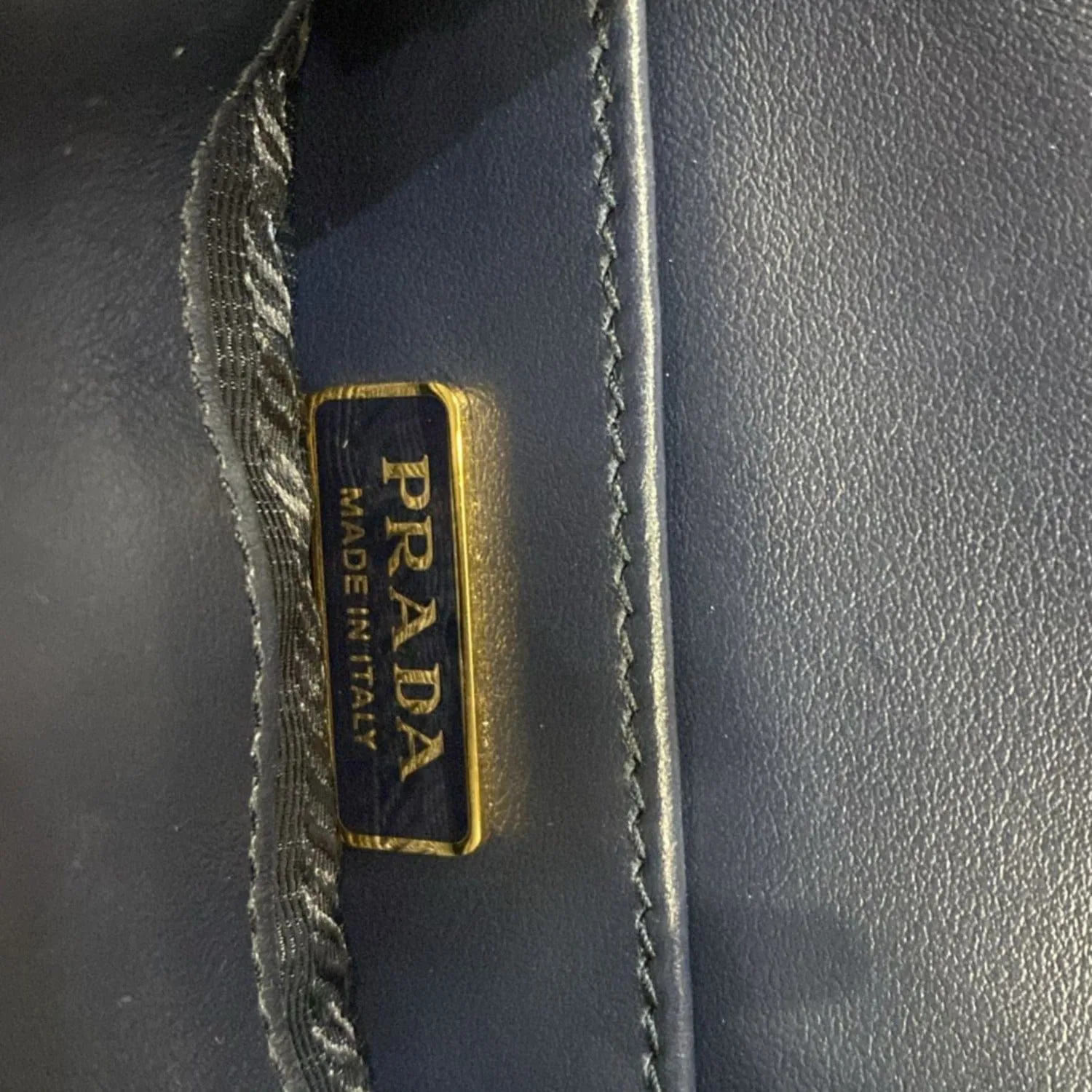 PRADA Triangolo Mini Jacquard Symbole Tote Crossbody Bag Navy Blue