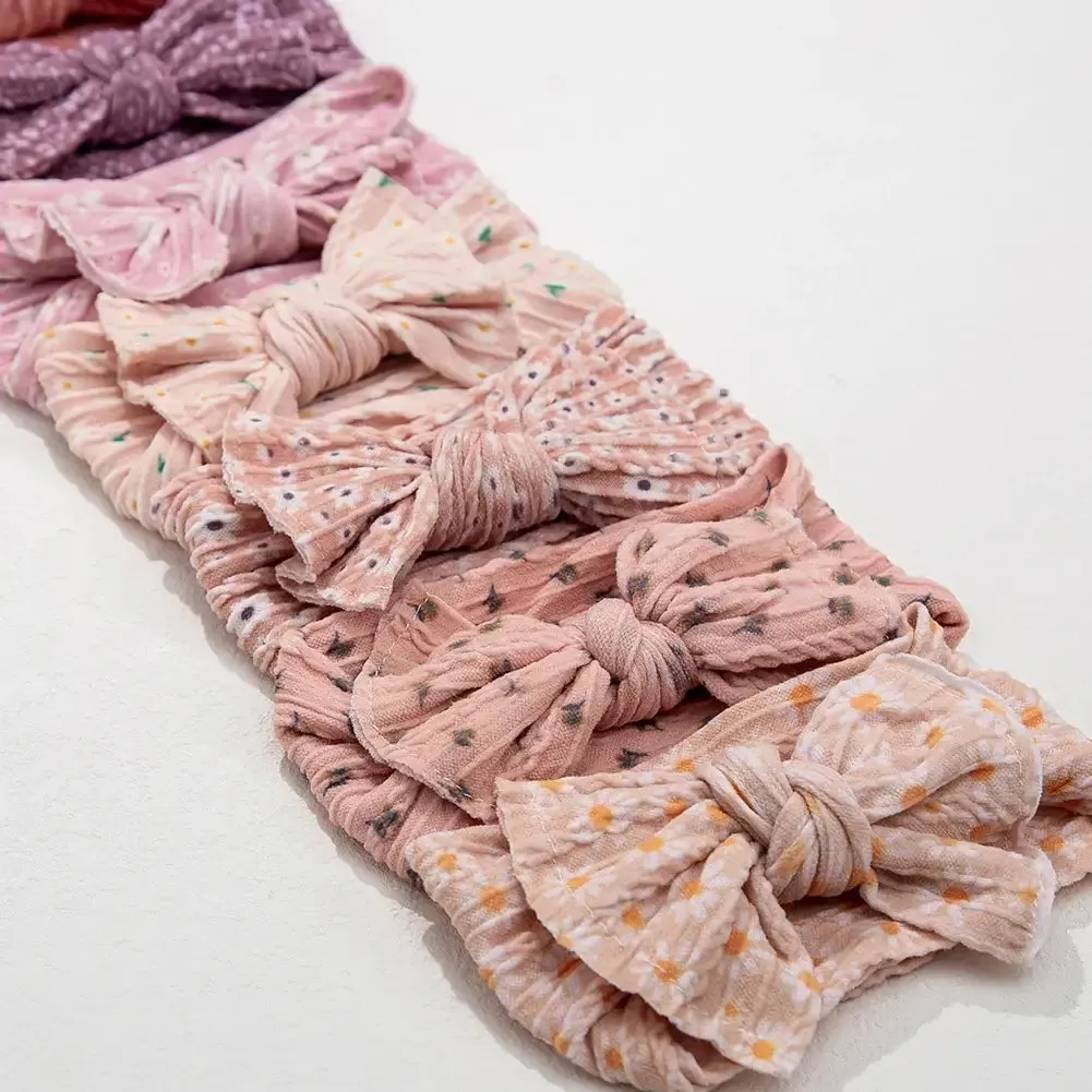 Print Nylon Baby Girl Headband Bow Topknot