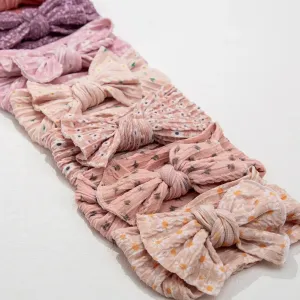 Print Nylon Baby Girl Headband Bow Topknot
