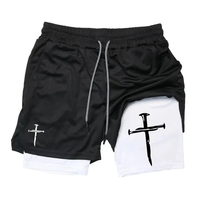 Printed Sports Shorts In God We Trust