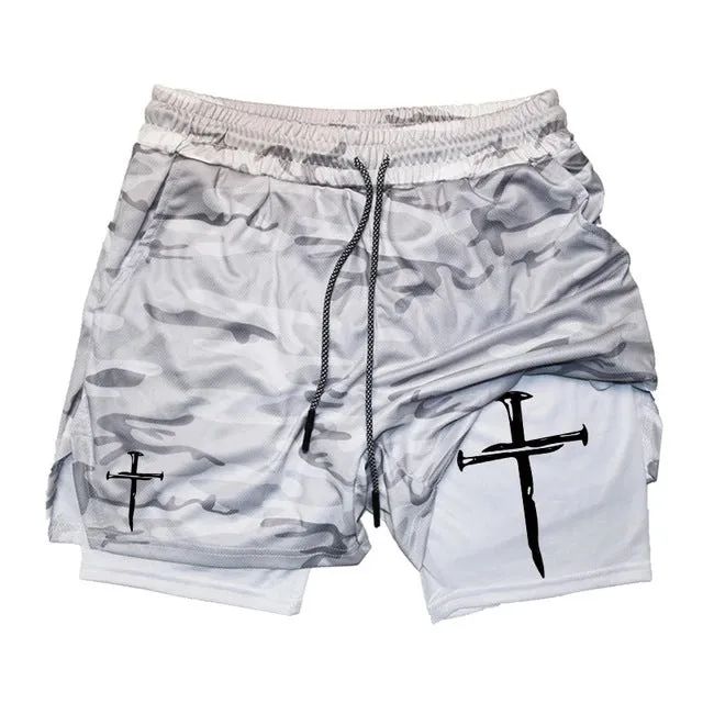 Printed Sports Shorts In God We Trust