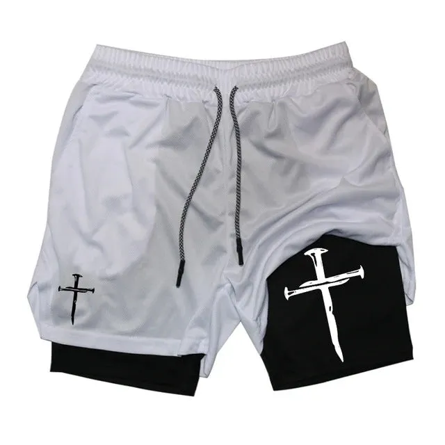 Printed Sports Shorts In God We Trust