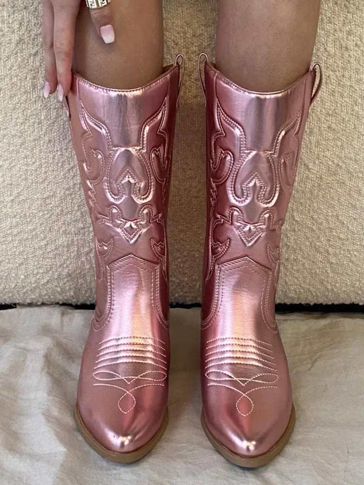 PU Leather Cowboy Boots