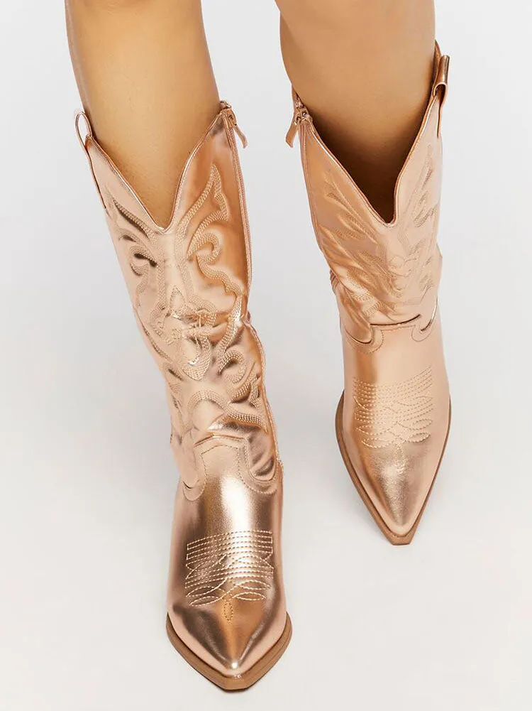 PU Leather Cowboy Boots