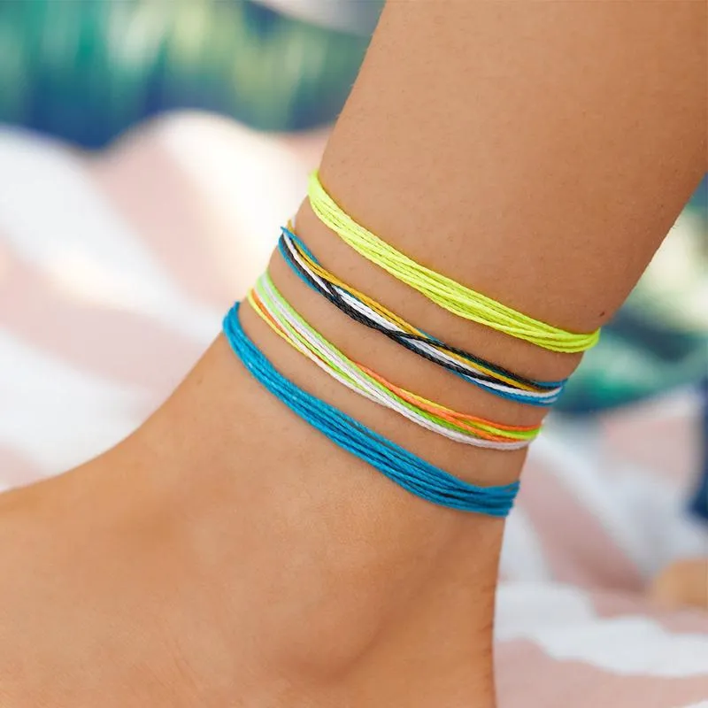 Pura Vida Original Anklet ~ Neon Blue