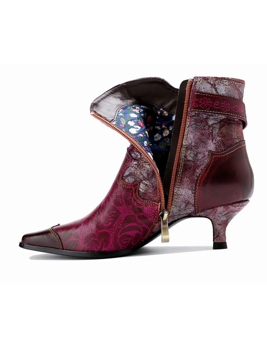 Purple Rose Distress Made Bootie - Soffia