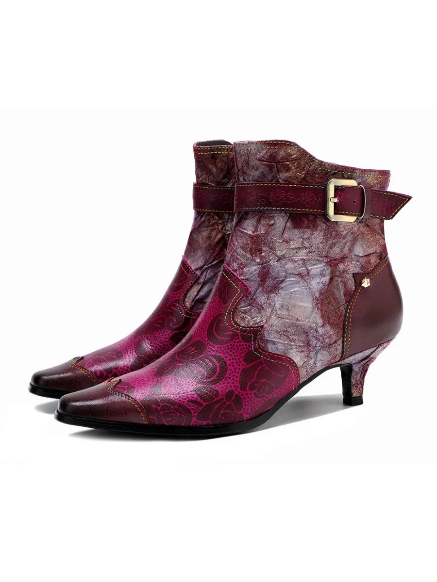 Purple Rose Distress Made Bootie - Soffia