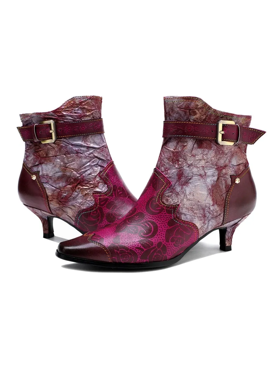 Purple Rose Distress Made Bootie - Soffia