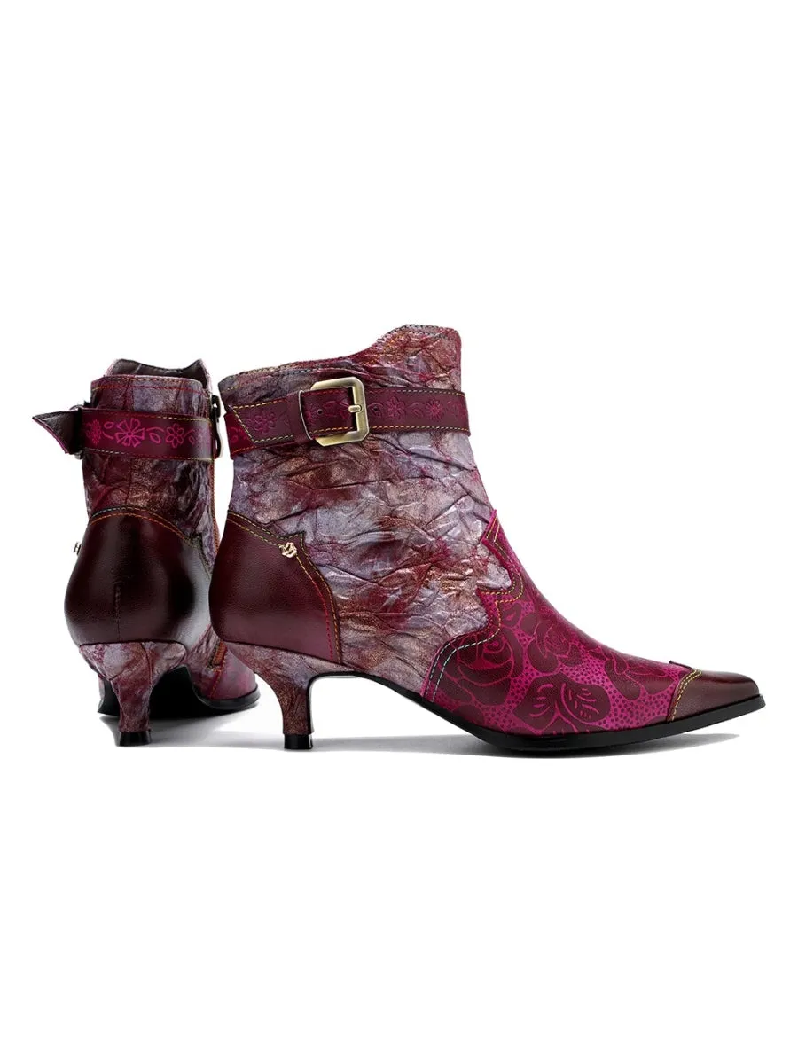 Purple Rose Distress Made Bootie - Soffia