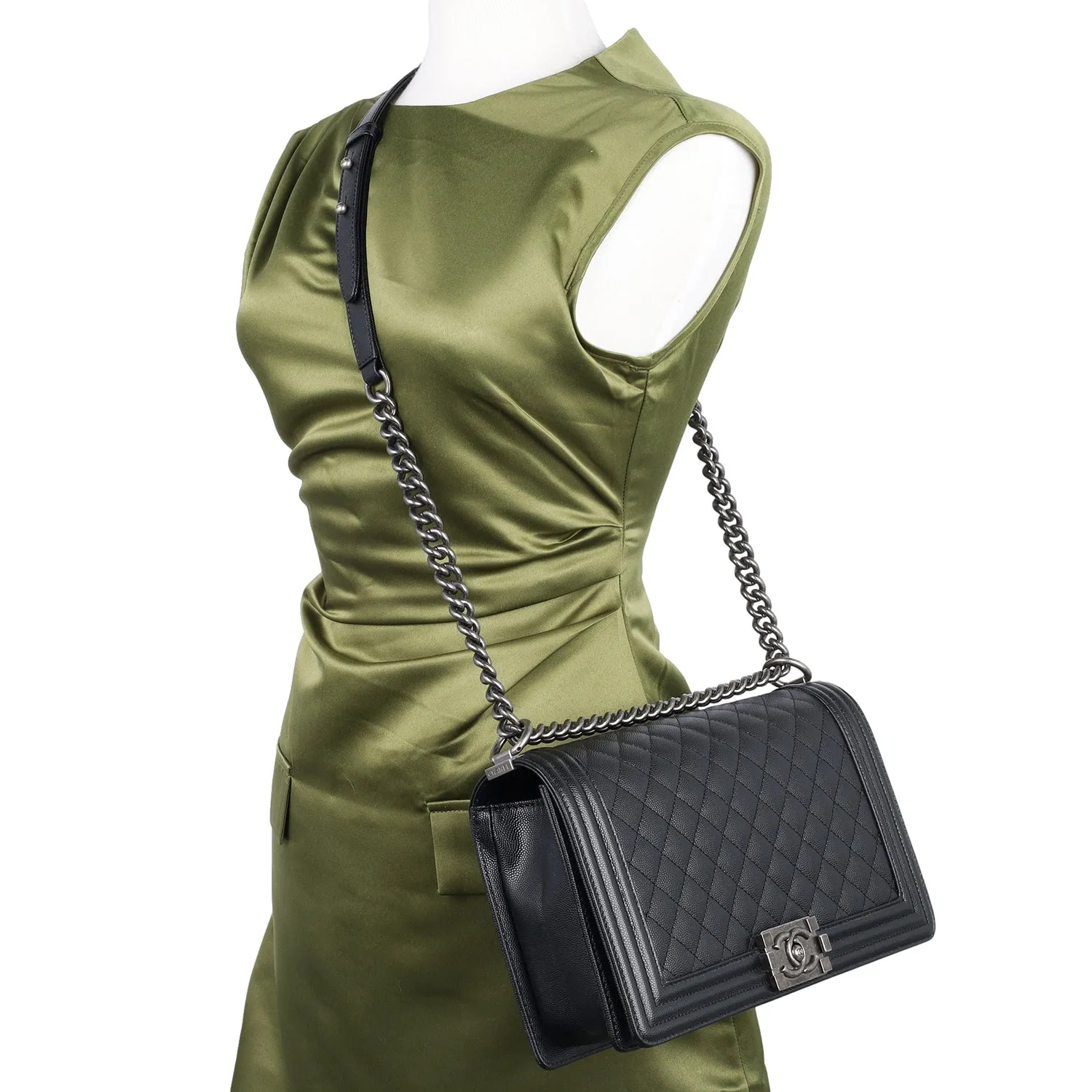 Quilted Caviar Leather Boy Bag