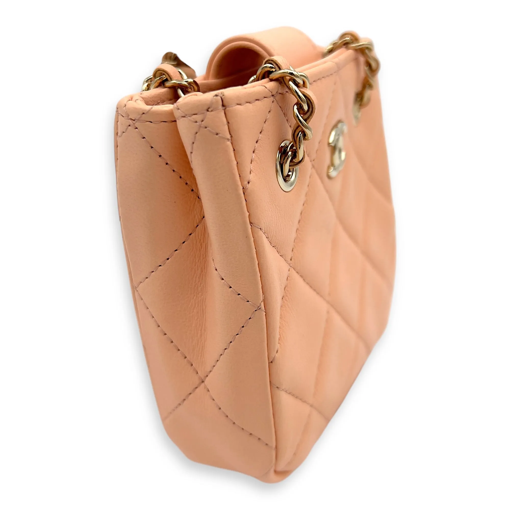 Quilted CC  Mini Crossbody bag in Lambskin, Light Gold Hardware
