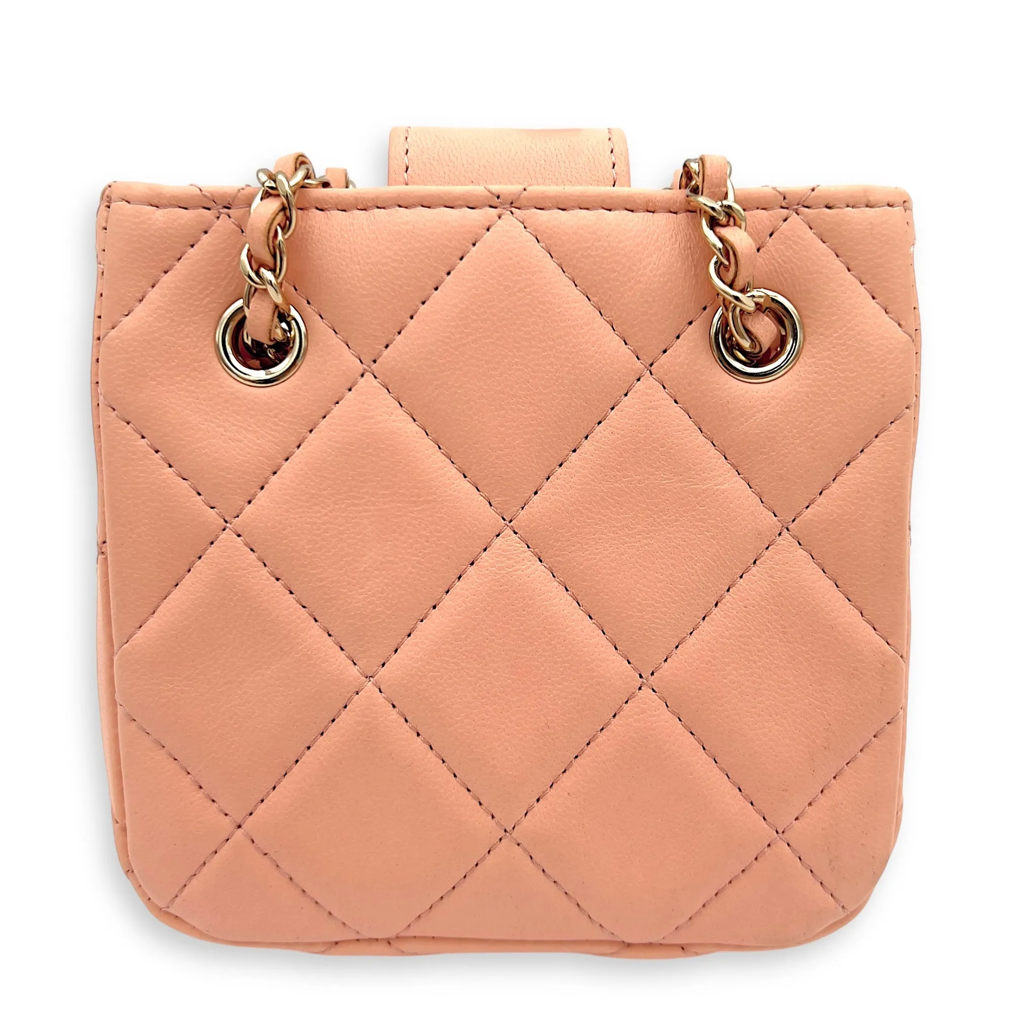 Quilted CC  Mini Crossbody bag in Lambskin, Light Gold Hardware
