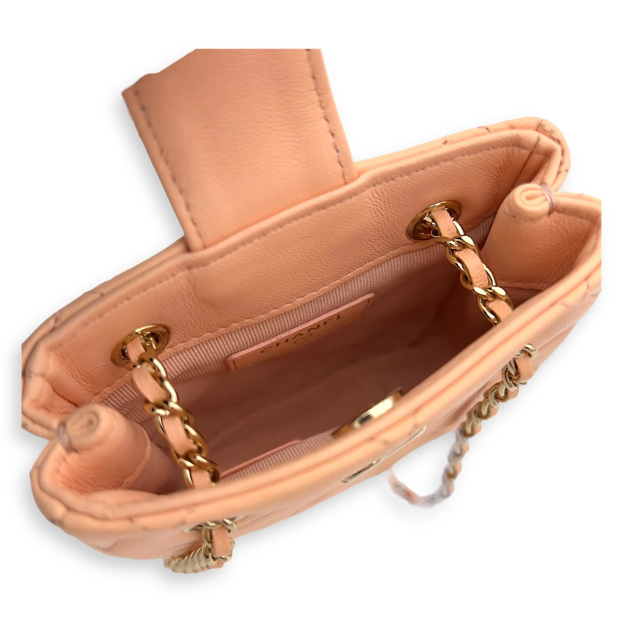 Quilted CC  Mini Crossbody bag in Lambskin, Light Gold Hardware