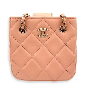 Quilted CC  Mini Crossbody bag in Lambskin, Light Gold Hardware