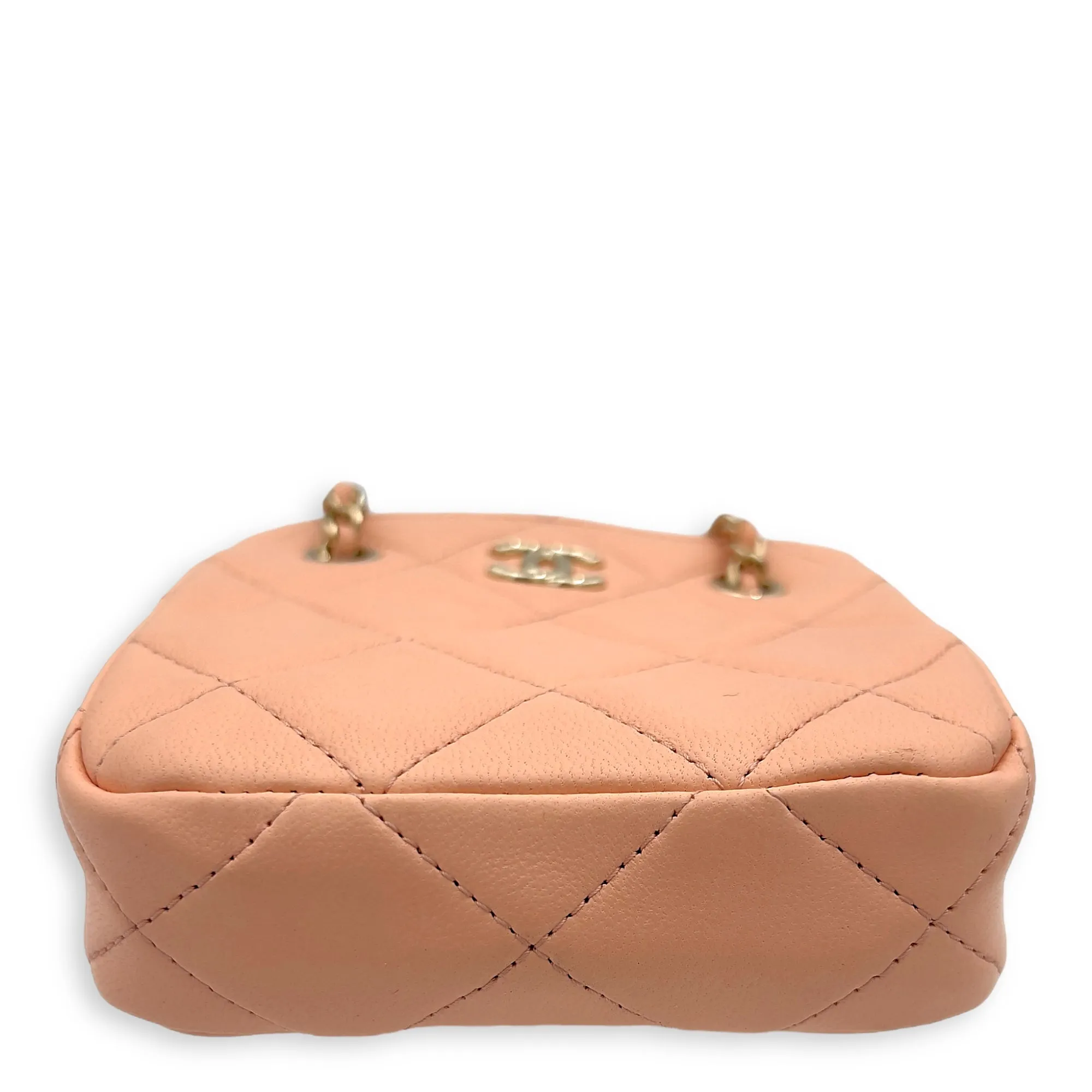 Quilted CC  Mini Crossbody bag in Lambskin, Light Gold Hardware