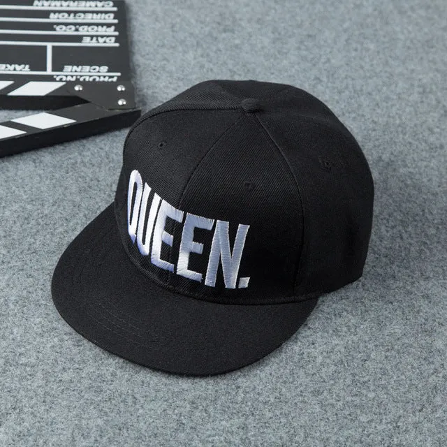 "KING." & "QUEEN." Matching Snap-Back Baseball Caps (UNISEX)