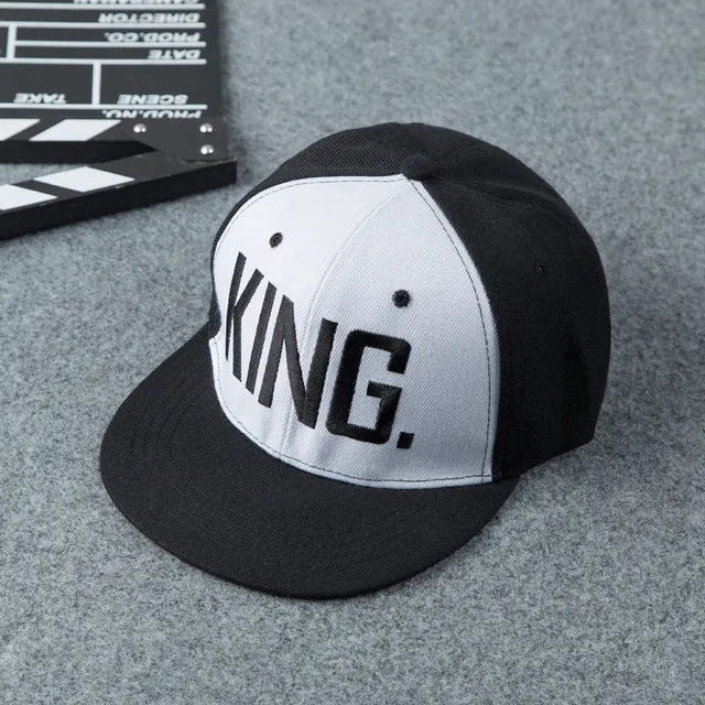 "KING." & "QUEEN." Matching Snap-Back Baseball Caps (UNISEX)