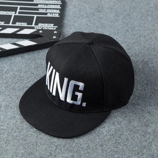 "KING." & "QUEEN." Matching Snap-Back Baseball Caps (UNISEX)
