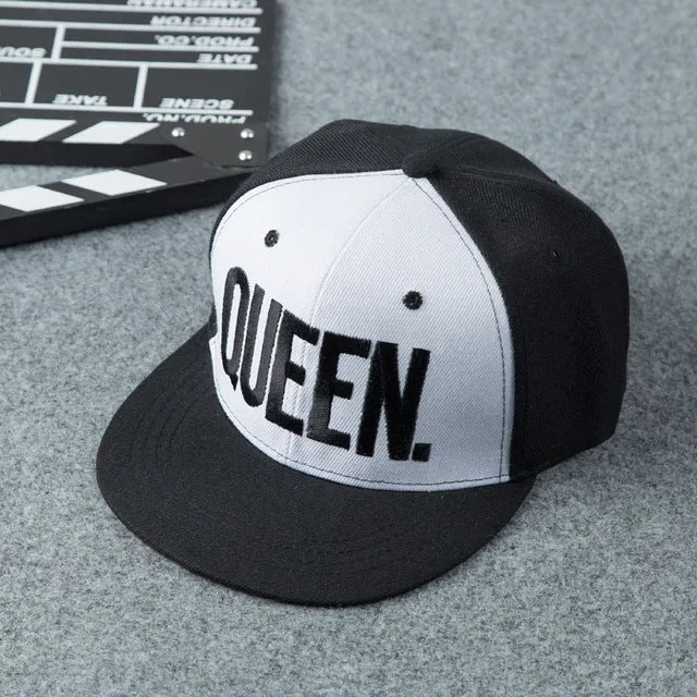 "KING." & "QUEEN." Matching Snap-Back Baseball Caps (UNISEX)