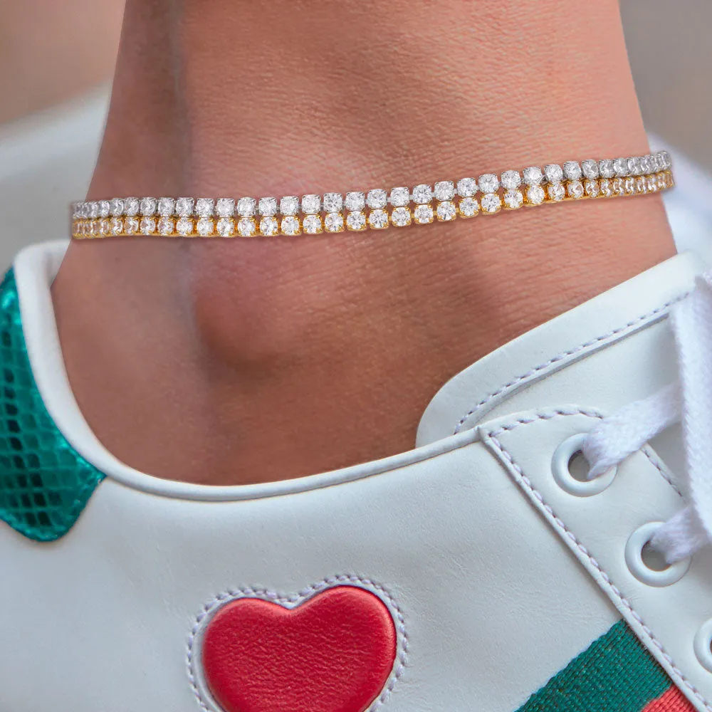 "Now and Forever" 4.1CTW Prong- Set Round Cut Tennis Anklet - Silver