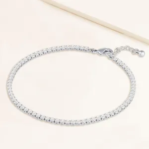 "Now and Forever" 4.1CTW Prong- Set Round Cut Tennis Anklet - Silver