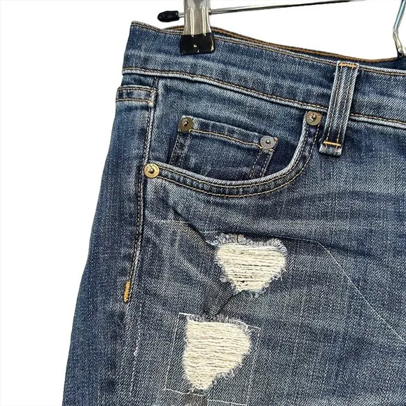 RAG &amp; BONE Dre Slim Boyfriend Distressed Ankle Jeans - 28 - mid-rise - blue