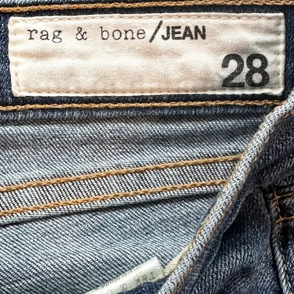 RAG &amp; BONE Dre Slim Boyfriend Distressed Ankle Jeans - 28 - mid-rise - blue