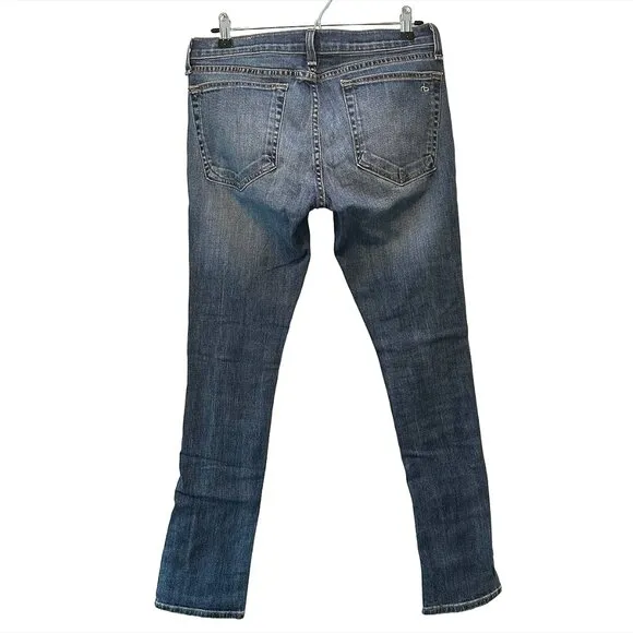 RAG &amp; BONE Dre Slim Boyfriend Distressed Ankle Jeans - 28 - mid-rise - blue