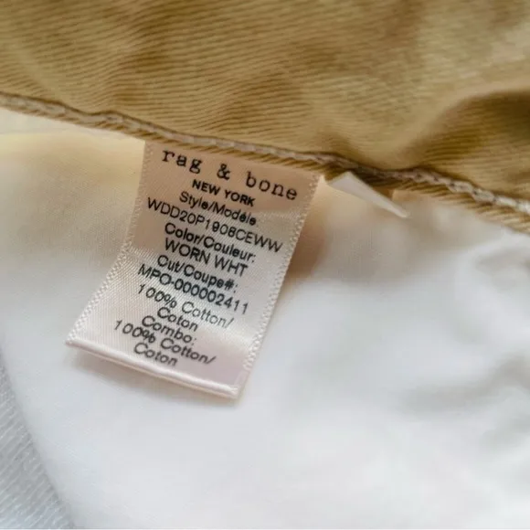 Rag &amp; bone Maya High Rise Walking Bermuda shorts White Raw Hem Size 25