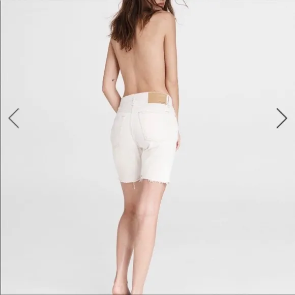Rag &amp; bone Maya High Rise Walking Bermuda shorts White Raw Hem Size 25
