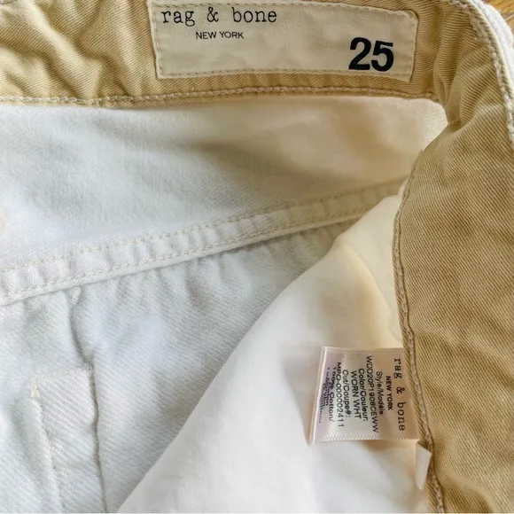 Rag &amp; bone Maya High Rise Walking Bermuda shorts White Raw Hem Size 25
