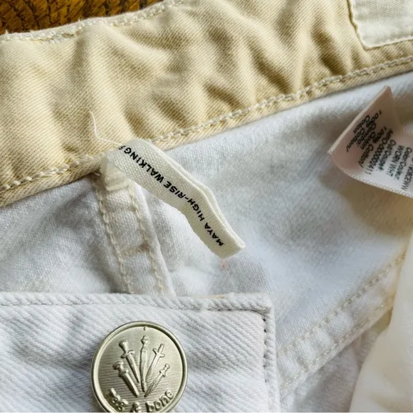 Rag &amp; bone Maya High Rise Walking Bermuda shorts White Raw Hem Size 25