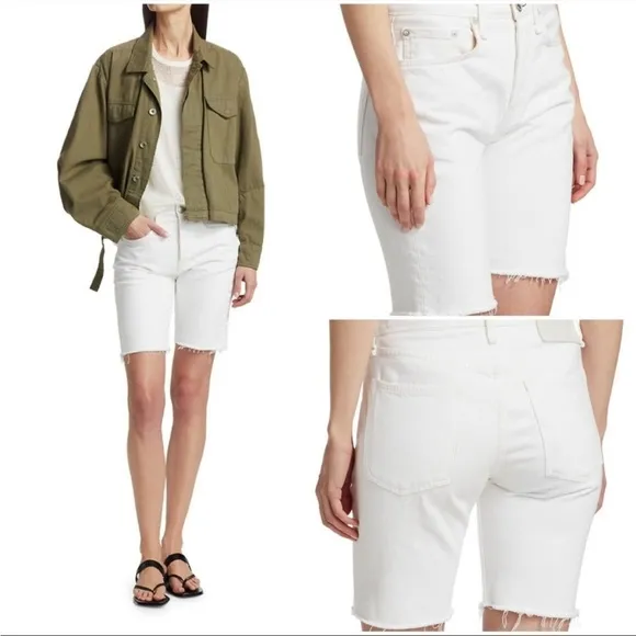 Rag &amp; bone Maya High Rise Walking Bermuda shorts White Raw Hem Size 25