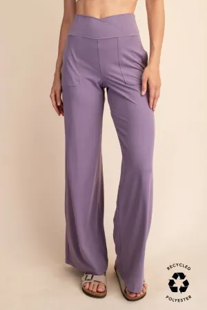 RECYCLED BUTTER V WAIST WIDE PANT
