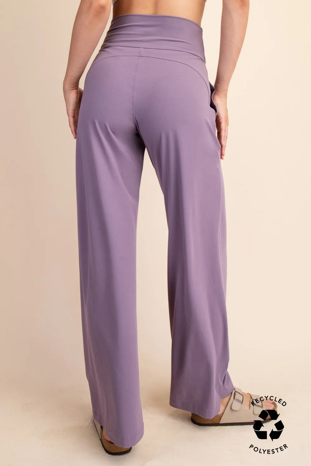 RECYCLED BUTTER V WAIST WIDE PANT
