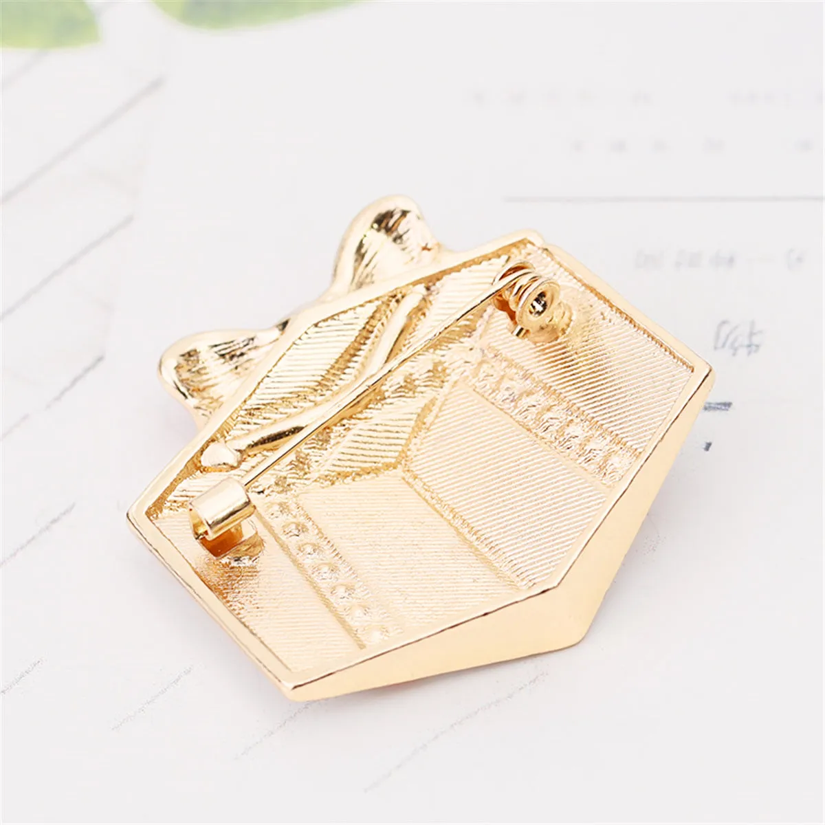 Red Cubic Zirconia & Enamel 18K Gold-Plated Gift Brooch