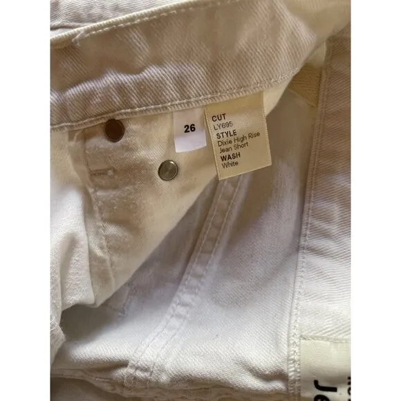 Reformation Dixie High Rise White Jean Shorts Size 26 100 Cotton Made In USA NEW
