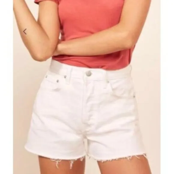 Reformation Dixie High Rise White Jean Shorts Size 26 100 Cotton Made In USA NEW