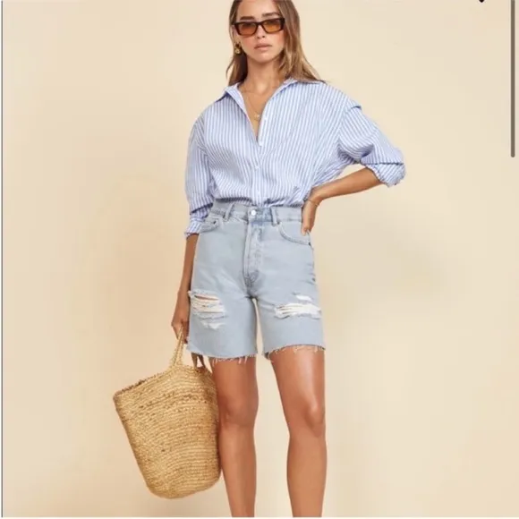 Reformation Jeans Tahoe Destroyed high rise denim shorts 25Style No. 18528