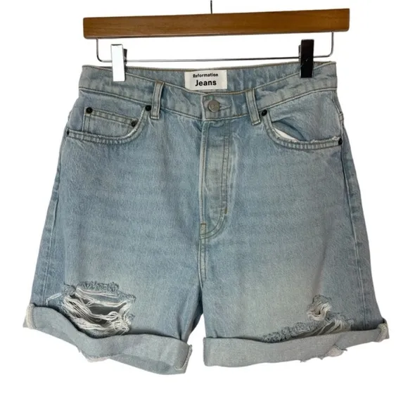 Reformation Jeans Tahoe Destroyed high rise denim shorts 25Style No. 18528