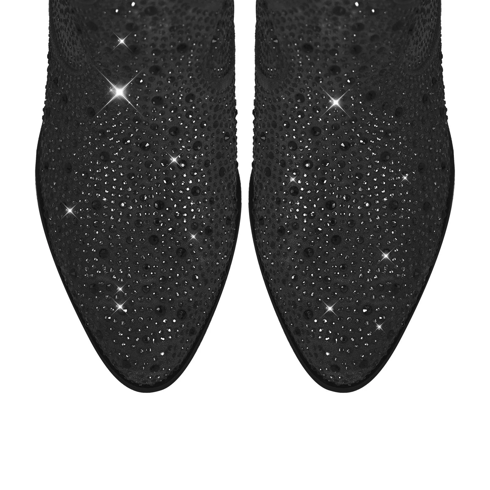 Rhinestone Chunky Heel Western Ankle Boots