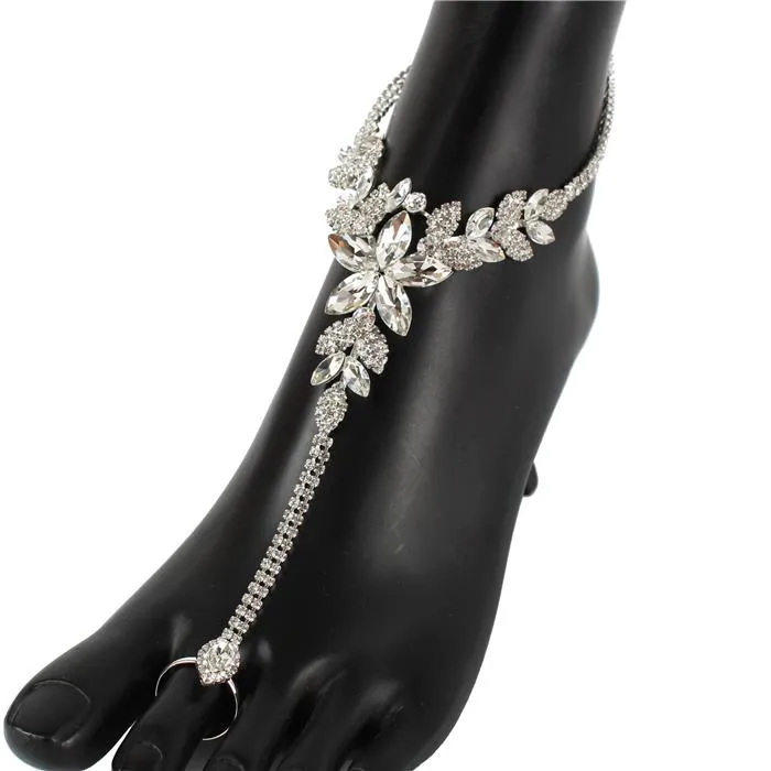 Rhinestone Flower Anklet