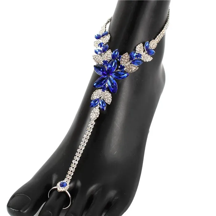Rhinestone Flower Anklet