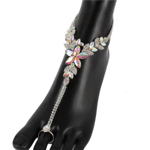 Rhinestone Flower Anklet